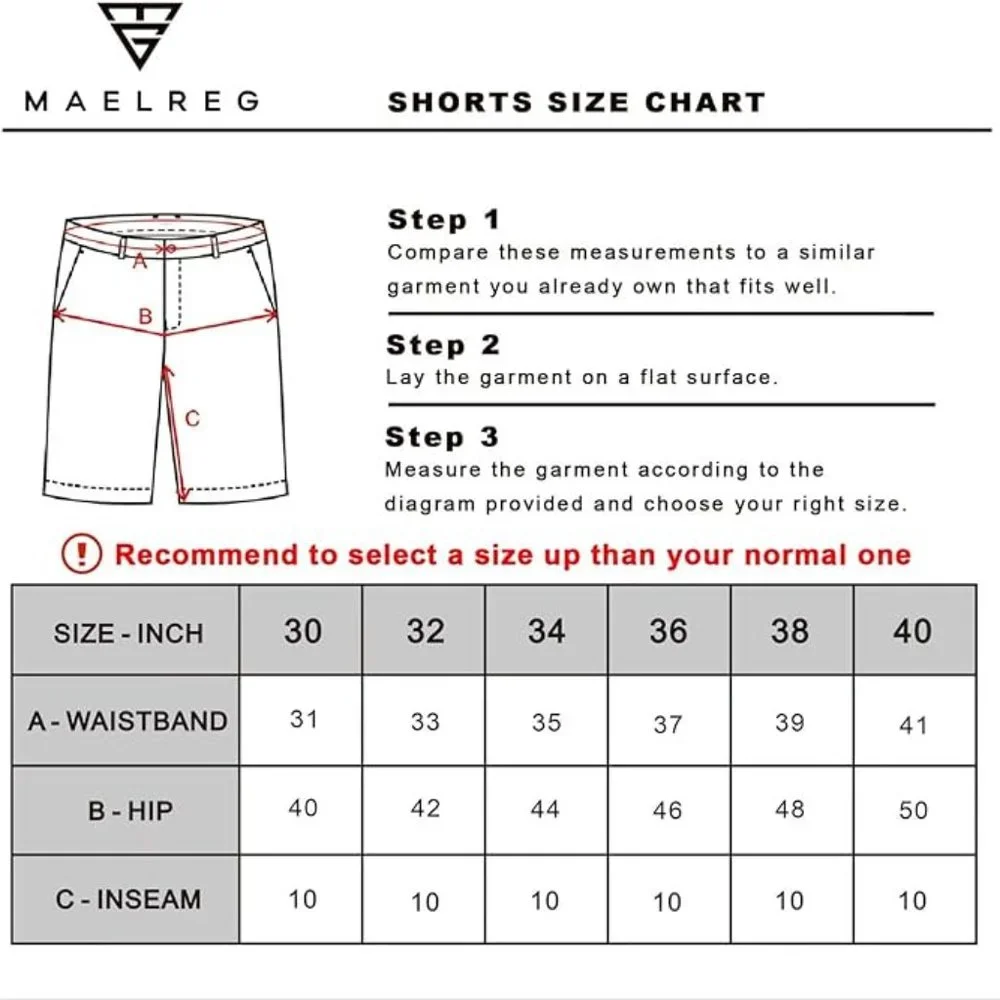 MAELREG Quick Dry 10'' Inseam Stretch Waist Flat Front Front Mens Shorts  ⛳ NEW!
